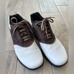 Nike Classic Leather Golf Shoes Men's Size 8.5 White & Brown Cleats